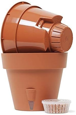 DECOPOTS - Pack of 3 - Self Watering Planter - Height 6.9 inches - Flower Pot with Bottom Watering Level Indicator for All House Plants, Flowers, Herbs (Diameter 6.9", Terracotta)
