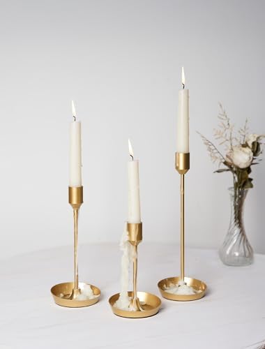 NUPTIO Taper Candle Holders for Centerpiece: Matte Gold Candlestick Holder by Nuptio