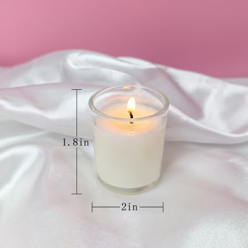 48 Packs Unscented White Votive Candles in Glass, Bulk Small Soy Wax Votives for Wedding Party Dinner Table, 1.7" W x 2" H - Image 6