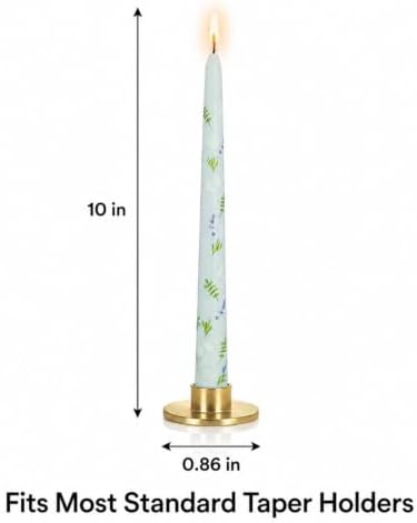 Floral Taper Candle Dripless Candlesticks -4pcs Blue Unscented Candle Long Candle Sticks 10inches Flower Tapered Candles for Home Party Restaurant Holiday Decor,8D4T-PGY - Image 3