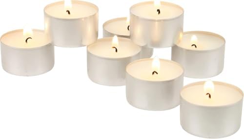Stonebriar White Unscented Smokeless Long Burning Tea Light Candles with 8 Hour Burn Time, 200 Count by StonebriarCollection