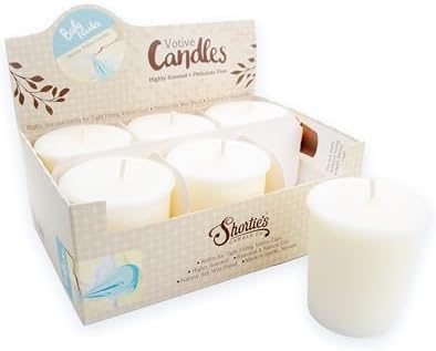 Baby Powder Soy Votive Candles - Scented with Natural Fragrance Oils - 6 White Natural Votive Candle Refills - Fresh & Clean Collection by ShortiesCandleCompany