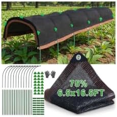 Upgraded Garden Shade Kit, 16.5x6.5FT Shade Cloth for Garden with 6 Poles, Clips and Gloves, Plant Shades for Outdoor Plants Provides 75% Heat Protection for Vegetables Greenhouse Garden Bed Shade by FOTSHARER