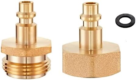 Lead-Free Brass Winterize Blow Out Adapter for Sprinkler Systems Air Compressor Quick Connect 1/4" Quick Connect Plug to GHT 3/4" Garden Hose Fitting for RV, Travel Trailer, Boat & Camper by FABULWAY