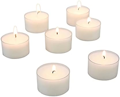 Stonebriar Bulk 96 Pack Unscented Smokeless Long Burning Clear Cup Tea Light Candles with 8 Hour Extended Burn Time, White - Image 3