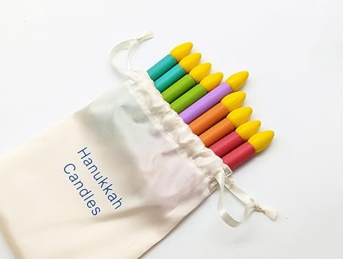 4-Pack The Dreidel Company Wooden Hanukkah Menorah for Kids – Chanukah Set with 9 Removable Multicolored Candles, Storage Bags, Educational Color Toy - Image 6