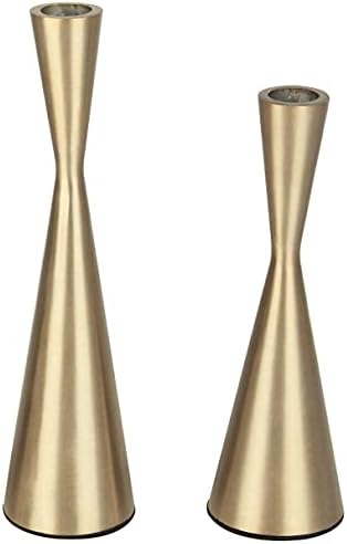 Vixdonos Brass Gold Metal Candle Holders Taper Candlestick Holders Set of 2 Table Decorative Candle Stand for Wedding, Dinning, Party,Home Decor (Gold) by Vixdonos