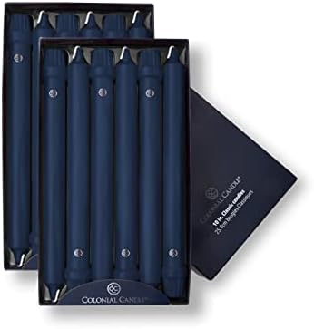 Colonial Candle Unscented Taper Candle, Classic Collection, Indigo, 10 In, Pack of 12 - Up to 8 Hours Burn by ColonialCandle