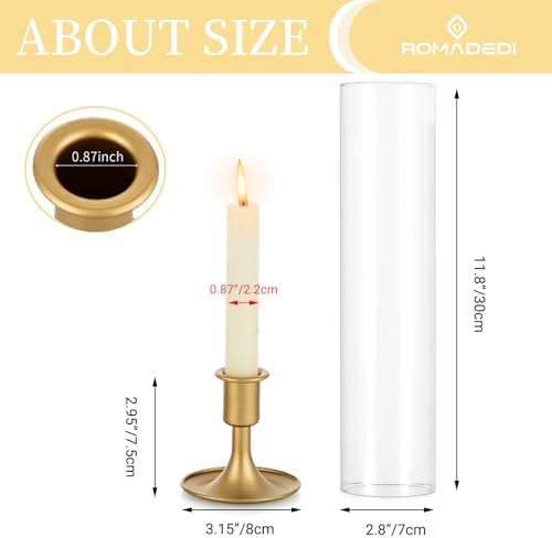 Romadedi Hurricane Candlestick Holders Gold, Taper Candle Holder, Set of 10 - Image 5