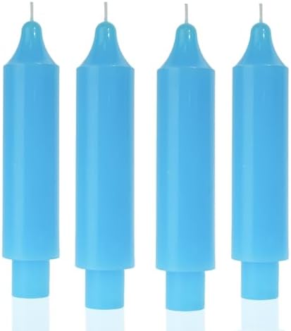 MAITREYA Short Taper Candle Candlesticks Dripless Dinner Candle for Wedding Party Decoration Home Dinner,6.5inch,4 Pack,Baby Blue by MAITREYA