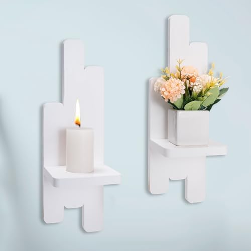 Yorkmills Wall Candle Sconces Set of Two, White Wall Sconce Candle Holder by Yorkmills