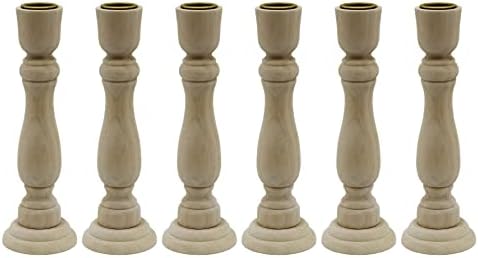 Creative Hobbies Unfinished Wooden Candlesticks with Metal Candle Holder Cup Center - Wholesale Pack of 6 (7 Inch) by CreativeHobbies