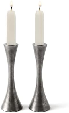 Yair Emanuel Shabbat Candle Holders Tapered Design, Brass or Silver Finish, Shabbos Candlestick Holders Judaica Wedding Gift (Matte Silver, 4.7 CNE-2) by EmanuelJudaica