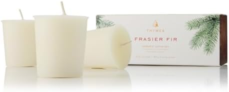 Thymes Frasier Fir Votive Candle Set of 3 - Scented Candles for Home - Luxury Home Fragrance Gifts for Women & Men - Home Decor (Pack of 3-2 Oz) by Thymes