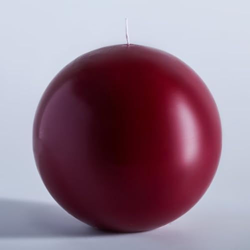 MOZEAL Hand-Poured, 6 Inch Dark Red Large Round Ball Candles - Elegant Dark Red Round Pillar Candles, Dripless, Unscented, Smokeless, Ideal for Intimate Gatherings. by MOZEAL