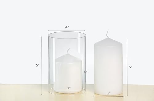 CYS EXCEL 2 PCS (H:6" D:4") Open Ended Clear Glass Hurricane Candleholder Tube Lamp Shade Open Flame Candlestick Holder Chimney Tube Cover Bottomless Cylinder - Image 3