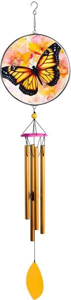 Spoontiques Butterfly Suncatcher Wind Chime - Outdoor Garden Décor - Decorative Chimes for Yard, Garden, Backyard and Patio Decoration