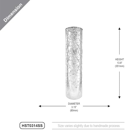 WGVI Hurricane Candle Holder Sleeve, W: 3", Ht: 14", Silver Speckled Glass Cylinder Open Both Ends, Chimney Tube Shade, 6 Pieces - Image 2