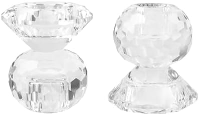 Reversible Crystal Candle Holders Pack of 2, Clear Tealight or Taper Candlesticks, Table Centerpiece Home Decor for Wedding, Dining, Party(3.1in Tall) by DONOUCLS