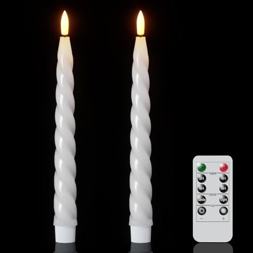 Wondise Flameless Taper Candles with Remote Timer White by Wondise