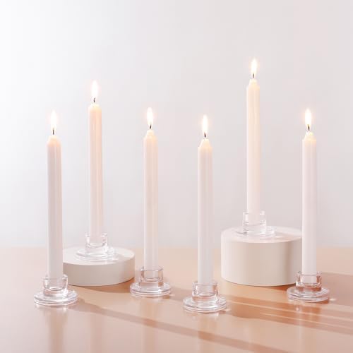 ZQXJWF Clear Glass Taper Candle Holders Set, Round Base Design, Elegant Dining Table Decor, for Table Centerpiece Wedding Party Advent Christmas Home Decorations(36, Clear) - Image 3