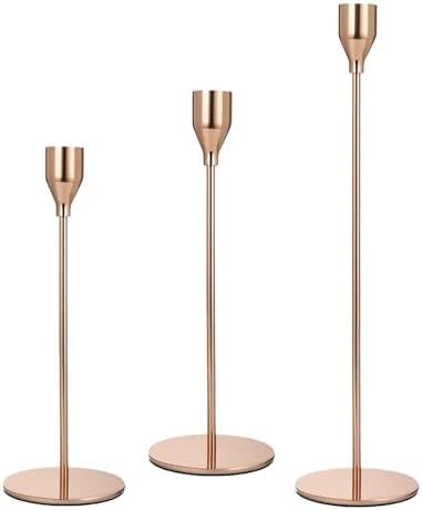 French Gold Candle Holders Set of 3, Metal Taper Candle Holders, Gold Candlestick Holders, Fits 2.2cm Thick Candle&Led Candles, for Table Centerpiece, Mantels, Weddings, Dining, Party by AUMAYCO