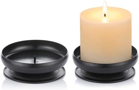 NUPTIO Black Pillar Candle Holders: Iron Spike Candle Stand 3.6" Diameter by Nuptio