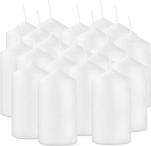 YOROXRG 2"x4" High White Pillar Candles, Set of 20 Unscented. Bulk Buy. Ideal for Halloween, Wedding, Emergency Lanterns, Household, Wedding and Home Décor Candlesticks by YOROXRG