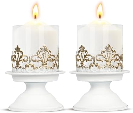 Gothic Hurricane Candle Holders for Pillar Candles, 2PCS, S+S, White by HiSnug
