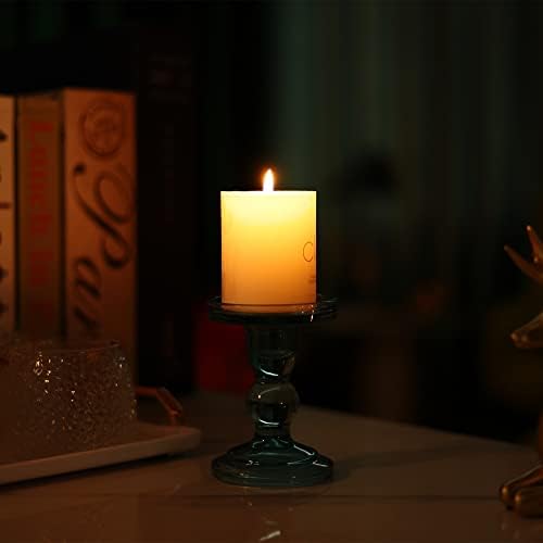 GMWD 3 Pcs Glass Candle Holder Set Clear, Green Candlesticks Holders Pillar Taper Candles Tealight Stand for Wedding Centerpieces Home Decorations Dining Table - Image 6