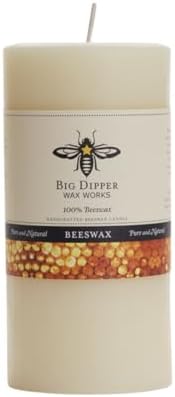 Big Dipper Wax Works 100% Beeswax Pillar Candle, 3 x 6 in, Ivory by BigDipperWaxWorks