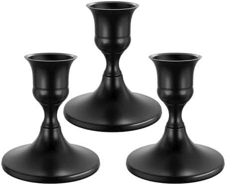 zeochyni Elegant Black Taper Candle Holders for Home Decor, Set of 3 by zeochyni