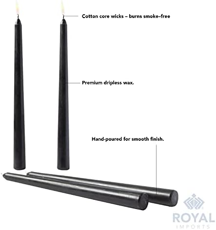 Royal Imports Unscented Taper Candles 10" Black 7-Hr Burn Time Set of 12 - Image 4