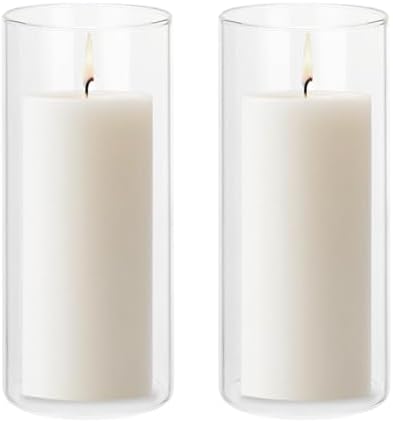 uxcell Hurricane Candle Holder (H:5.9" OD:2.6"), Pillar Floating Candles Holder Clear Glass Cylinder Flower Vases for Table Centerpiece Wedding Party Home Decoration 2Pcs by uxcell