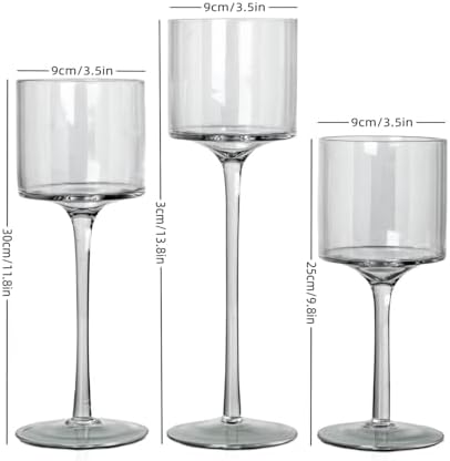 Glass Candleholders Tea Light Candle Holders Clear Wedding Weddings Hurricane Tall Elegant Ideal for Dining Party Home Decor Parties Table Settings Gifts Different Sizes (1 Set Large Clear) - Image 7