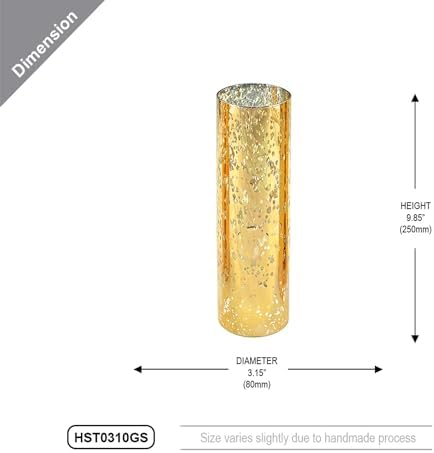 WGVI Hurricane Candle Holder Sleeve, W: 3", Ht: 10", Gold Speckled Glass Cylinder Open Both Ends, Chimney Tube Shade, 6 Pieces - Image 2
