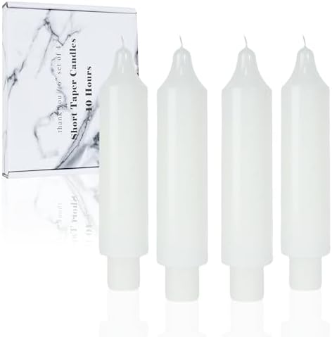 White Short Taper Candles 6 inch Candle Sticks Unscented Dinner Candle Dripless for Home Decor,Christmas Table Decor，Weddings Festive Party Women Gifts，Set of 4 by LPUSA
