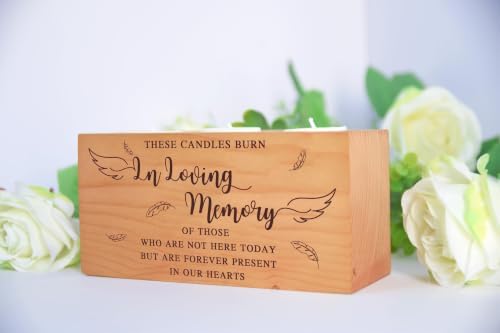Sympathy Bereavement Gift for Loss of Loved One - Memorial Candle Holders - Handcrafted Wooden Keepsake with Poem - Condolence for Loss of Mother, Father (in Loving) by Unknown