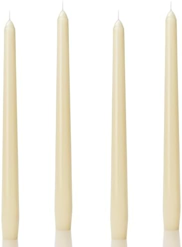 Ivory Taper Candles 10-Inch - Ivory Candlesticks Dripless Long Cream Tapered Candle Tall Unscented Smokeless Slow Burning Paraffin Wax Candle Sticks for Wedding Dinner Home Decor 4 Pack by Auralome