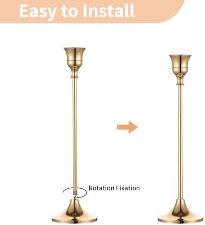 NUPTIO Gold Candlestick Holders Bulk: Solid Aluminum Set of 15 - Image 6