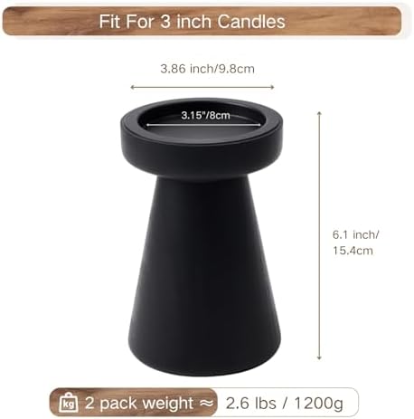 Set of 2 Rustic Black Wood Candle Holders for Pillar Candles - Image 2