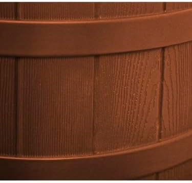 Rain Wizard, 40 Gallon Capacity, Wood Texture Design, Brass Spigot, Flat Top (Chestnut Brown)