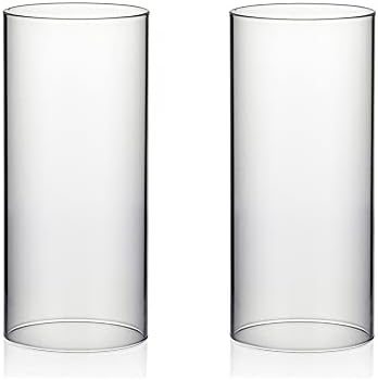 WGVI Hurricane Candle Holder Sleeve, Wide 3.5", Height 8", 2 Pieces, Clear Glass Cylinder Open Both Ends, Chimney Shade Tube (HST3508_2pc) by WGVInternational-OpusGlassware