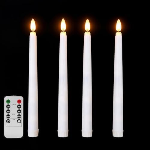 White Halloween Flameless Taper Candles with Remote Set of 4 by Ni-JASW