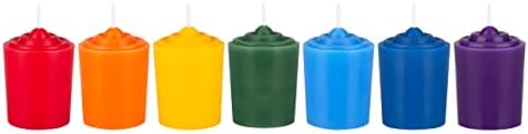 Mega Candles 7 pcs Unscented Chakra Votive Candles, Hand Poured Premium Wax Candle 15 Hours 1.5 Inch x 2.25 Inch, 100% Cotton Wick, Positive Healing Energy, Meditation, Relaxation, Reiki, Yoga by MEGA+CANDLES