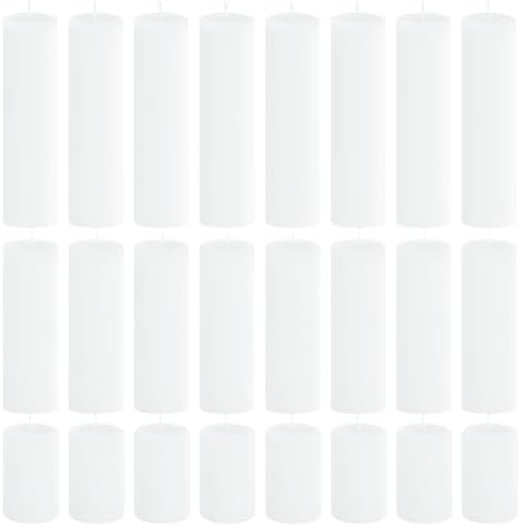 24-Pack White Unscented Pillar Candle Set by CHICERA