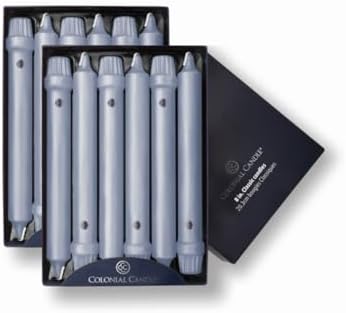 Colonial Candle Unscented Taper Candle, Classic Collection, Wedgewood, 8 in, Pack of 12 - Up to 6 Hours Burn by ColonialCandle