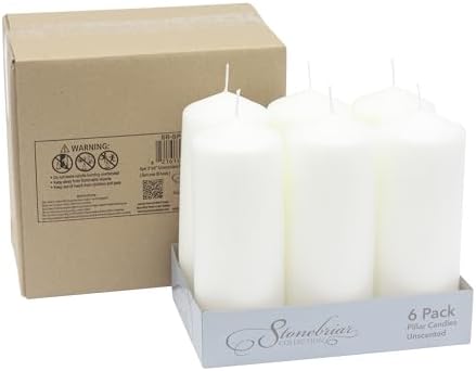 Stonebriar Unscented White Tall Pillar Candles, 80 Hour Burning Candle Pillars, Perfect for Decor, Weddings, Emergencies 3" X 8", 6 count - Image 2