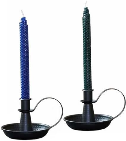 Black Retro Iron Taper Candle Holders for Farmhouse Decor Home,2 pcs by ALSOLIFE
