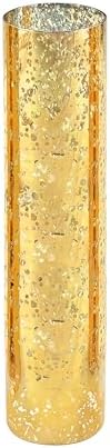 WGVI Hurricane Candle Holder Sleeve, W: 4", Ht: 16", Gold Speckled Glass Cylinder Open Both Ends, Chimney Tube Shade, 1 Piece by WGVInternational-OpusGlassware